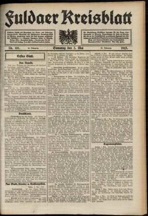Erste Ausgabe vom Samstag, den 03. Mai 1913.