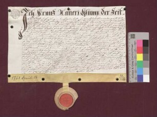 Georg Wolfinger verkauft dem Sickingen'schen Amtmann Haver Bißer 6 Haufen Krautgarten vor dem Schwabentor um 510 Gulden.