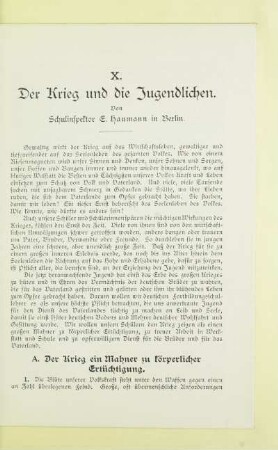 X. Der Krieg und die Jugendlichen