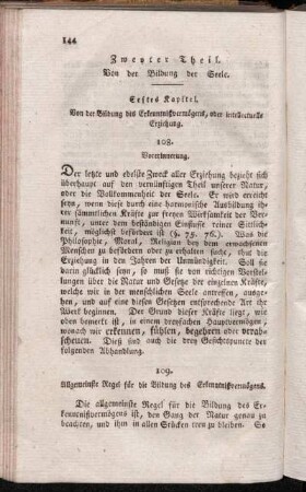 Erstes Kapitel. Von der Bildung des Erkenntnißvermögens, oder intellectuelle Erziehung.