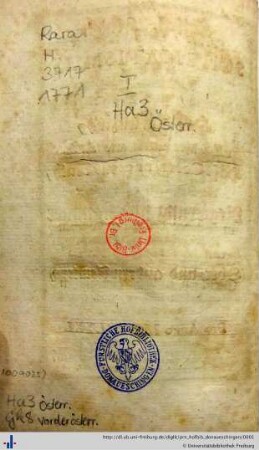 [Provenienz]: Fürstlich-Fürstenbergische Hofbibliothek, Donaueschingen