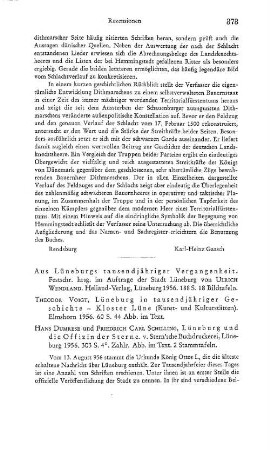 Aus Lüneburgs tausendjähriger Vergangenheit, Festschrift hrsg. im Auftrage der Stadt Lüneburg von Ulrich Wendland : Lüneburg, Heliand-Verl., 1956