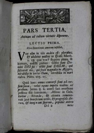 Pars Tertia. Animam ad cultum virtutis disponens.
