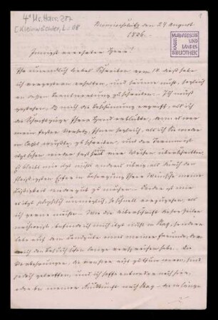 Brief von Louis Kleinwächter an Louis Spohr