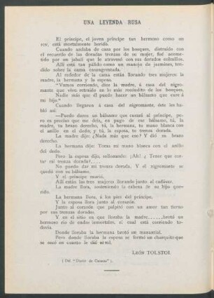 Una leyenda rusa : (Del "Diario de Caracas").