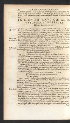In Librum XXVI. Qui Aliis Sextus Decados Tertiae Dicitur, Annotationes.