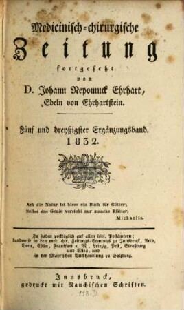 Medicinisch-chirurgische Zeitung. Ergänzungsbände. 35, 35. 1832
