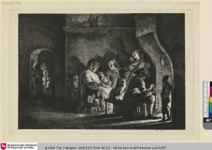 [Familie vor dem Kamin; La Soirée villageoise]