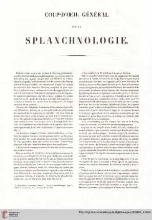 Coup-D’œil général sur la Splanchnologie