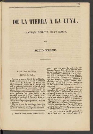 De la tierra á la luna, travesía directa en 97 horas.