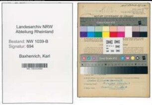Entnazifizierung Karl Baxhenrich , geb. 20.07.1914 (Angestellter)