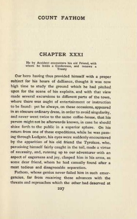 Chapter XXI. He by accident encounters his old friend, with whom he holds a conference, and renews a treaty