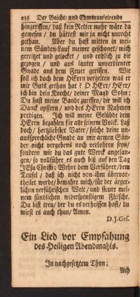 Ein Lied vor Empfahung des heiligen Abendmahls.