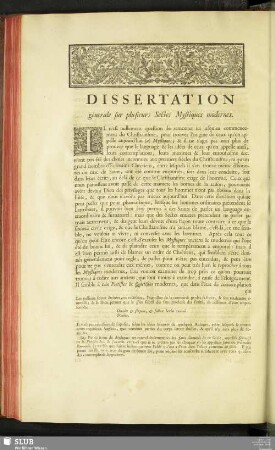 Dissertation génerale sur plusieurs Sectes Mystiques moderns