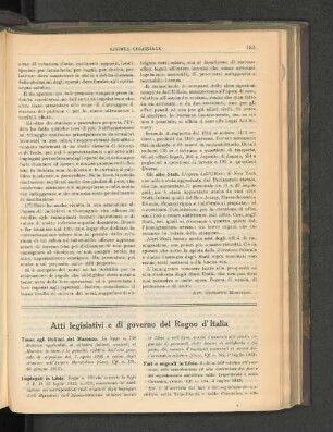 Atti legislativi e di governo del Regno d'Italia.