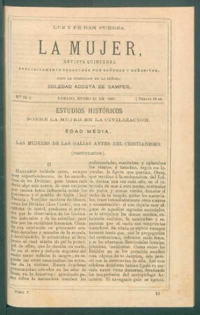 Estudios históricos sobre la mujer en la civilización. (Continuación). : Edad Media. - Introducción. Las mujeres de las Galias antes del Cristiansimo.