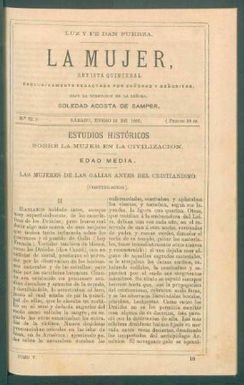 Estudios históricos sobre la mujer en la civilización. (Continuación). : Edad Media. - Introducción. Las mujeres de las Galias antes del Cristiansimo.