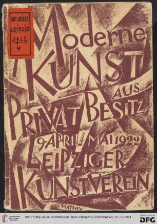 Ausstellung moderner Kunst aus Privatbesitz : April/Mai 1922