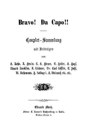Bravo! Da Capo!! : Couplet-Sammlung