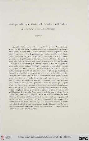 Catalogo delle opere d'arte nelle Marche e nell' Umbria, di G. B. Cavalcaselle e Gio. Morelli, (1861-62)