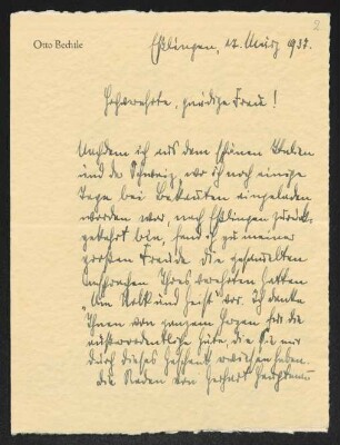 Brief von Otto Bechtle an Margarete Hauptmann