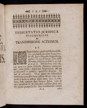 3-16, Dissertatio Juridica Inauguralis De Transmissione Actionum. Corollaria.
