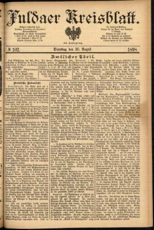 Ausgabe vom Dienstag, den 30. August 1898.
