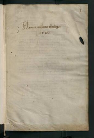 Statuta facultatis theologice, 1480 [Pergament, rote Überschriften; Abschrift]