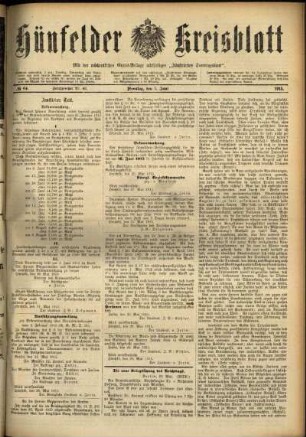 Ausgabe vom Dienstag, den 01. Juni 1915.