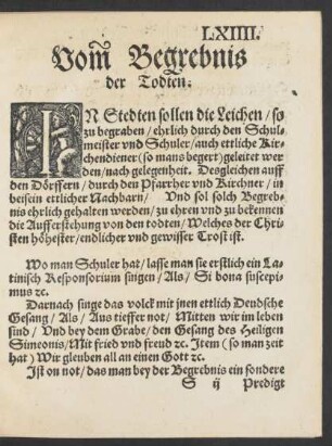 Vom Begrebnis der Todten.