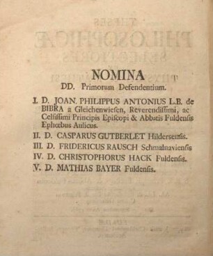 Nomina dd. primorum defendentium.