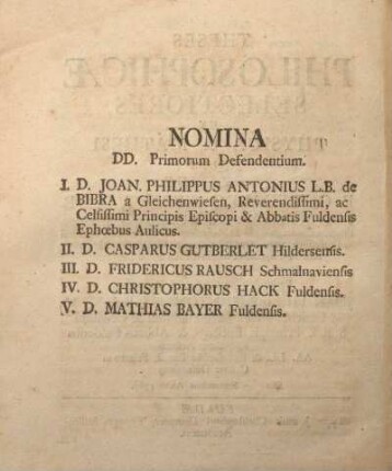 Nomina dd. primorum defendentium.