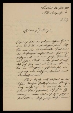 127: Brief von Friedrich Ritgen an Gottlieb Planck, Berlin, 26.7.1903