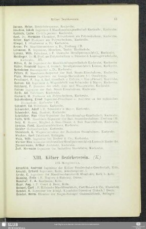 XIII. Kölner Bezirksverein.