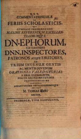 Commentatiuncula de feriis scholasticis