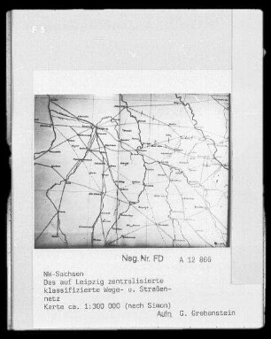 Nordwest-Sachsen, das auf Leipzig zentralisierte klassifizierte Wege- und Straßennetz