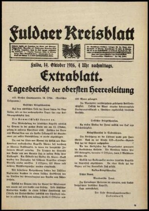 Ausgabe vom Samstag, den 14. Oktober 1916.