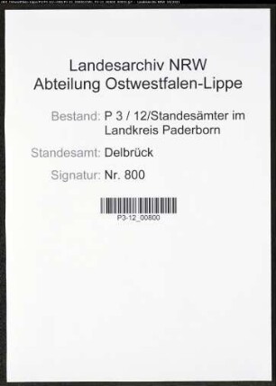 Heiratsregister Standesamt Delbrück