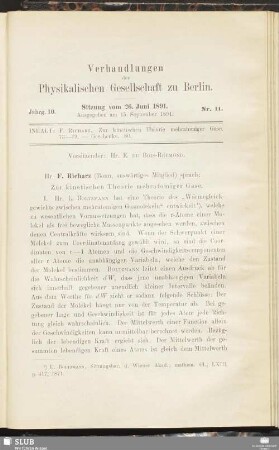 Nr. 11. Sitzung vom 26. Juni 1891