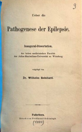 Ueber die Pathogenese der Epilepsie