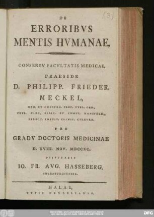 De Erroribvs Mentis Hvmanae