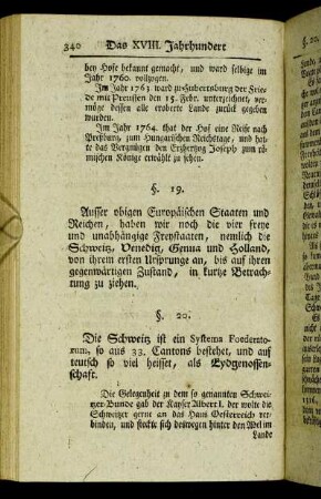 §. 19. [von der Republic Schweitz.] - §. 25. [von gelehrten Geschichten.]