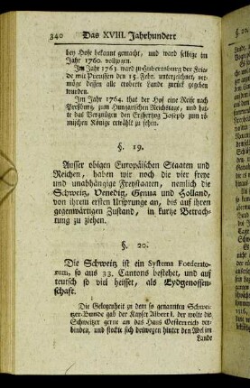 §. 19. [von der Republic Schweitz.] - §. 25. [von gelehrten Geschichten.]