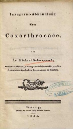 Inaugural-Abhandlung über Coxarthrocace