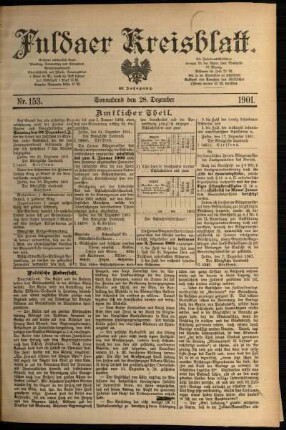 Erste Ausgabe vom Samstag, den 28. Dezember 1901.