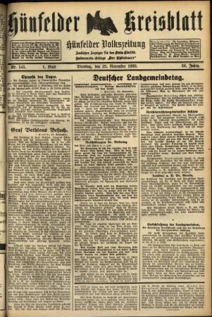 Erste Ausgabe vom Dienstag, den 25. November 1930.