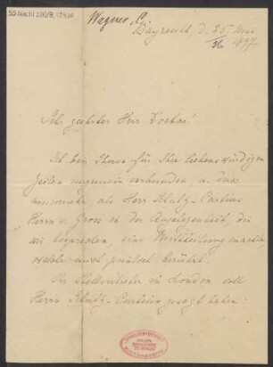 Brief an Ludwig Strecker  und B. Schott's Söhne : 25.05.1897