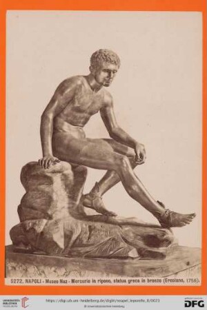 5272. NAPOLI - Museo Naz - Mercurio in riposo, statua greca in bronzo (Ercolano, 1758)