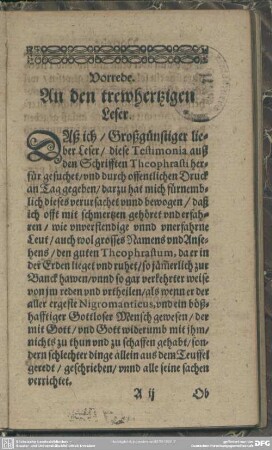 Vorrede An den trewhertzigen Leser