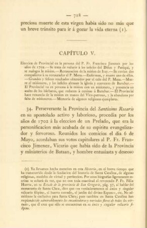 Capítulo V. Eleccion de Provincial en la persona del P. Fr. Francisco Jimenez por los anos de 1702. - ...